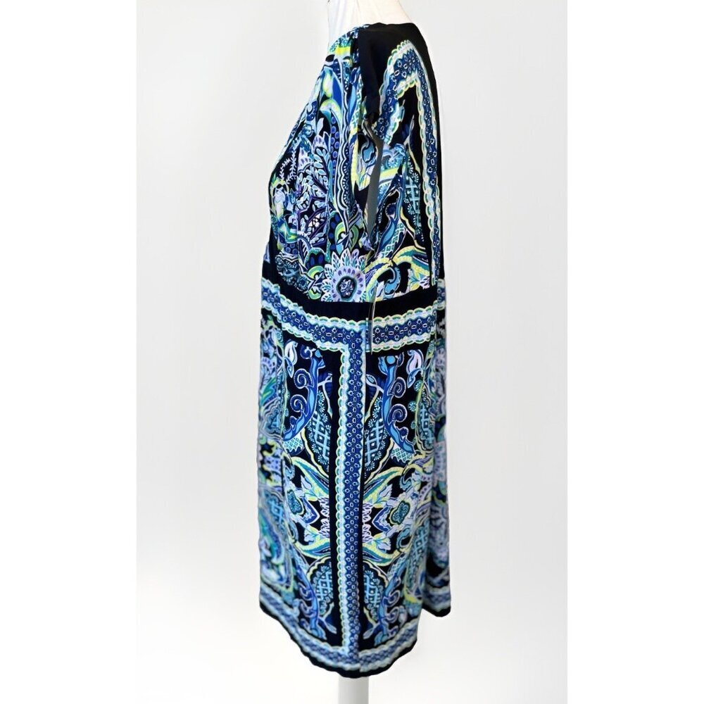 AGB Woman Paisley V-Neck Cap Sleeve Dress 1X NWT Made in USA - Picture 2 of 13